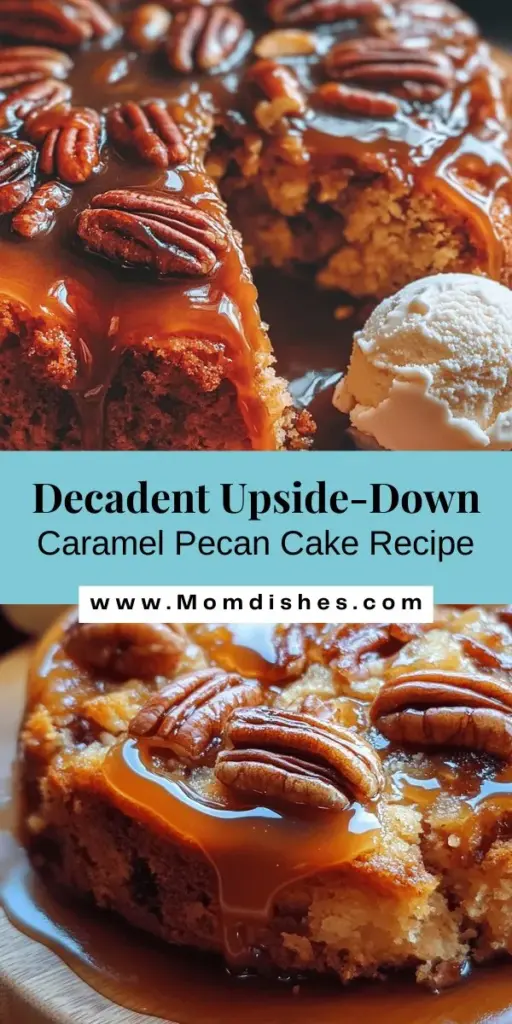 Indulge in the sweet delight of Upside-Down Caramel Pecan Cake! This visually stunning dessert combines the rich flavors of buttery caramel and crunchy pecans, making it a perfect treat for any occasion. The unique upside-down method creates a beautiful presentation while infusing the cake with delicious caramel goodness. Serve warm with ice cream or whipped cream for the ultimate dessert experience! #CaramelPecanCake #Baking #DessertRecipe #UpsideDownCake #HomeBaking #SweetTreats