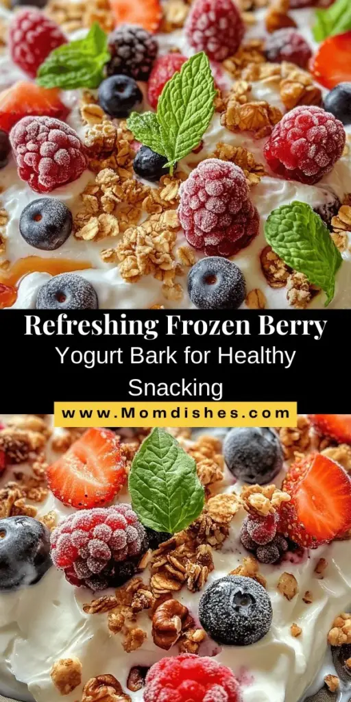 Discover a refreshing and nutritious treat with Frozen Berry Yogurt Bark! This easy-to-make snack combines Greek yogurt, mixed berries, and your choice of natural sweetener, making it perfect for any occasion. Packed with protein and antioxidants, it’s a delightful way to satisfy your sweet tooth without the guilt. Customize with granola or nuts for added crunch! Enjoy a healthy snack that’s fun for all ages. #HealthyEating #YogurtBark #SnackIdeas #FrozenTreats #Smoothies #Nutrition #BerryDelicious