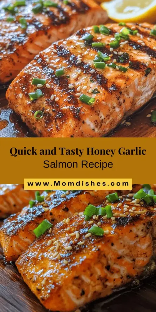 Discover the delicious and healthy Sweet & Savory Honey Garlic Salmon recipe that will elevate your dinner game. This quick and easy dish features tender salmon marinated in a delightful blend of sweet honey, savory soy sauce, aromatic garlic, and a hint of ginger. Perfect for any occasion, this recipe not only tantalizes your taste buds but also packs a nutritional punch with omega-3s and essential vitamins. Enjoy a meal that's both satisfying and straightforward to prepare!