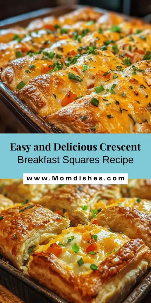 Start your mornings with the deliciously convenient Crescent Breakfast Squares! Perfect for busy families, these squares combine flaky crescent dough with creamy egg filling and endless customization options. Whether you prefer a hearty meat option or a veggie delight, this dish caters to all tastes. Easy to prepare, it’s perfect for busy weekdays or relaxed brunches. Make it your go-to breakfast choice! #Breakfast #CrescentRolls #BrunchIdeas #QuickMeals #EasyRecipes #FamilyFriendly #CustomizableFood