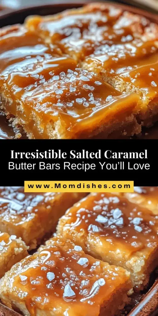 Indulge in the heavenly flavors of salted caramel butter bars with this simple recipe! These bars feature a rich buttery base topped with luscious caramel and a sprinkle of sea salt, creating the perfect sweet and salty treat. Ideal for any occasion, they're easy to make and will impress your family and friends. Get ready to elevate your dessert game! Perfect as a snack or after-dinner treat. #SaltedCaramel #DessertRecipe #BakingJoy #SweetTreats #CaramelBars