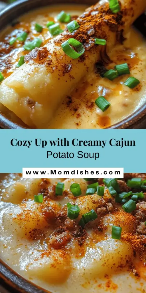 Warm up your chilly nights with a delicious bowl of Creamy Cajun Potato Soup! This hearty dish combines the comforting texture of traditional potato soup with the vibrant flavors of Cajun cuisine. Quick and easy to prepare, it's perfect for cozy family dinners or gatherings with friends. With rich ingredients and customizable spice levels, this soup is a comforting delight everyone will love. Try it tonight! #CajunSoup #ComfortFood #PotatoSoup #CulinaryDelight