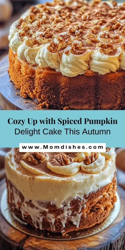 Fall in love with autumn baking with this Spiced Pumpkin Delight Cake! Bursting with the warm flavors of pumpkin and aromatic spices, this cake is perfect for family gatherings or cozy afternoons. Made with wholesome ingredients, it’s not just delicious but also nutritious. Elevate your seasonal celebrations with this comforting dessert that brings warmth and connection to every table. Try it today! #PumpkinCake #AutumnBaking #CozyTreats #FallFlavors #HealthyDessert #BakingJoy