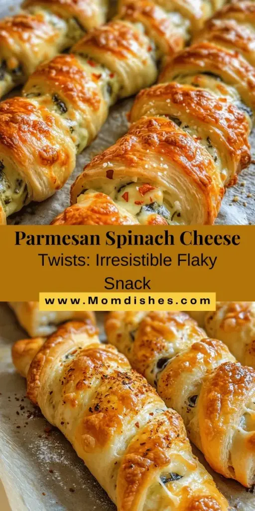 Indulge in the irresistible Flaky Parmesan and Spinach Cheese Twists, perfect for any gathering! This easy recipe features layers of golden puff pastry filled with creamy spinach, rich Parmesan, and aromatic garlic. Great as appetizers or snacks, these twists are sure to impress your guests. Ideal for family dinners, parties, or movie nights. Get ready to elevate your snack game! #CheeseTwists #PuffPastry #Appetizers #SnackRecipe #CookingAtHome #VegetarianEats #SavorySnacks