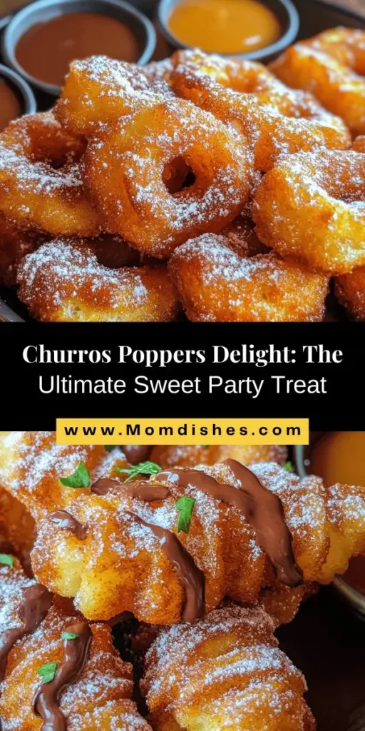 Discover the irresistible joy of Churros Poppers Delight, a fun twist on the classic churro! These bite-sized treats are perfect for any occasion, whether it's a birthday party, family gathering, or casual get-together. With a crispy exterior and soft, sweet filling, they are ideal for dipping in chocolate, caramel, or fruity sauces. Get ready to share smiles and flavors with these delightful poppers that are sure to please kids and adults alike! #ChurrosPoppers #SweetTreats #DessertIdeas #PartyFood #BakingFun