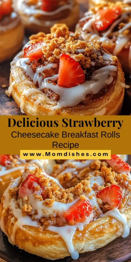 Treat yourself to the ultimate breakfast delight with Strawberry Cheesecake Breakfast Rolls! These easy-to-make rolls combine the luscious flavors of creamy cheesecake and sweet strawberries, all wrapped in flaky crescent roll dough. Perfect for brunch or a quick treat, they are simple enough for novice bakers while impressive enough for any occasion. Indulge in this delightful fusion of flavors today! #StrawberryCheesecake #BreakfastRolls #EasyRecipes #Baking #BrunchIdeas