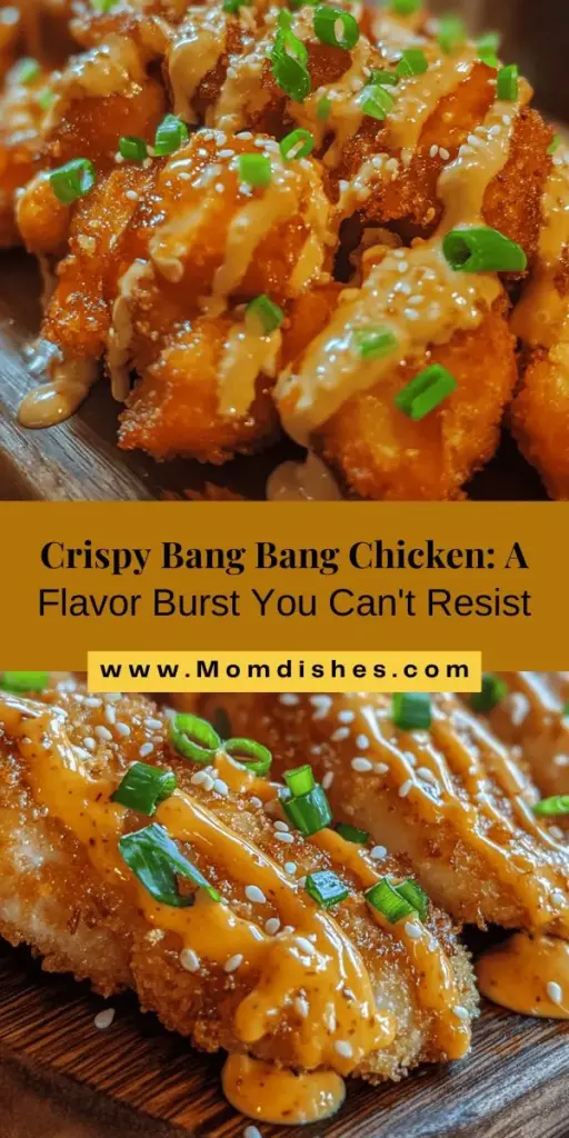 Discover the joy of making Bang Bang Chicken Delight at home, a dish that perfectly balances crispy chicken and creamy, spicy sauce. With roots in Chinese cuisine, this crowd-pleaser offers endless variations to suit your taste. Learn how to achieve that irresistible crunch with the right breading techniques and create a flavorful Bang Bang sauce that's easy to customize. Perfect for gatherings or a special dinner! #BangBangChicken #HomemadeDelight #ChickenRecipes #Foodie #CookingAtHome #DeliciousDinner