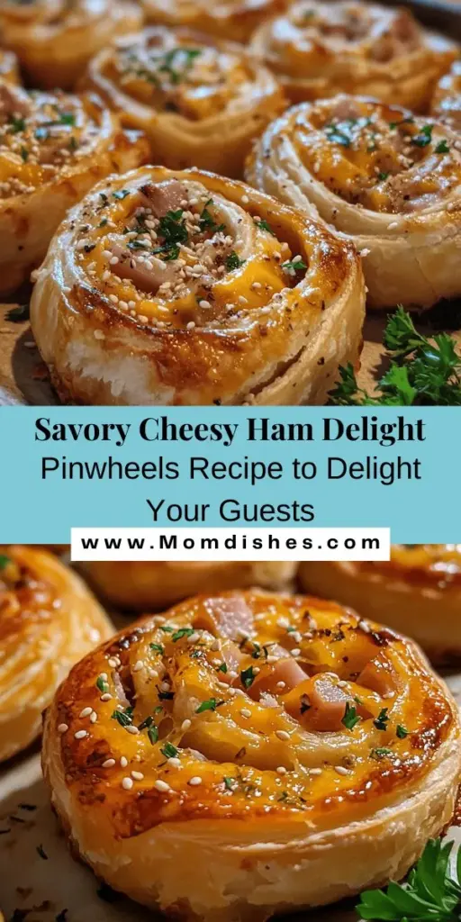 Looking for a quick snack that’s packed with flavor? Try these Cheesy Ham Delight Pinwheels! These flaky, savory treats are perfect for parties, game days, or just a fun family night in. With easy prep and versatile ingredients, you'll love customizing them to your taste. Pair with your favorite dips for an extra twist! Discover the deliciousness today! #Pinwheels #CheesyHam #Appetizer #SnackIdeas #EasyRecipes #GameDayTreats #PartyFood