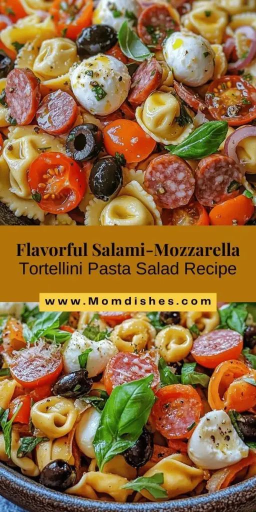 Looking for a delicious and easy-to-make dish for your next gathering? Try this vibrant Salami-Mozzarella Tortellini Pasta Salad! Bursting with fresh ingredients, creamy mozzarella, and savory salami, this salad is perfect for picnics and family dinners. With a simple homemade dressing that ties everything together, it’s as satisfying as it is visually appealing. Impress your guests with this flavorful delight! #PastaSalad #Tortellini #SaladRecipes #EasyMeals #PicnicFood #CookingAtHome