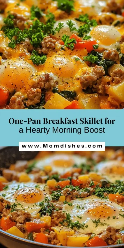 Start your day right with the Hearty One-Pan Breakfast Skillet, a delicious and nutritious way to fuel your morning. Packed with protein-rich eggs, crispy potatoes, colorful bell peppers, savory sausage, and nutrient-dense spinach, this one-pan meal is quick to prepare and easy to clean up. Perfect for busy mornings or a leisurely brunch with family, it's customizable to fit your preferences. Enjoy a balanced breakfast that satisfies and energizes! #BreakfastSkillet #HealthyEating #OnePanMeals #HeartyBreakfast #MealPrep