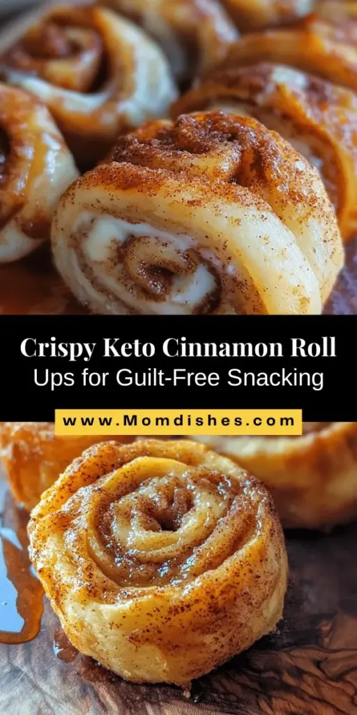 Discover the delicious world of Crispy Keto Cinnamon Cream Cheese Roll Ups! This easy recipe combines creamy filling and a crunchy exterior, perfect for satisfying your sweet cravings while sticking to your keto diet. Made with simple, low-carb ingredients like cream cheese, almond flour, and cinnamon, these roll-ups make a delightful snack or dessert. Get ready to indulge without the guilt! #Keto #LowCarb #CinnamonRolls #HealthyTreats #KetoDiet #DessertRecipes #GlutenFree #SnackIdeas