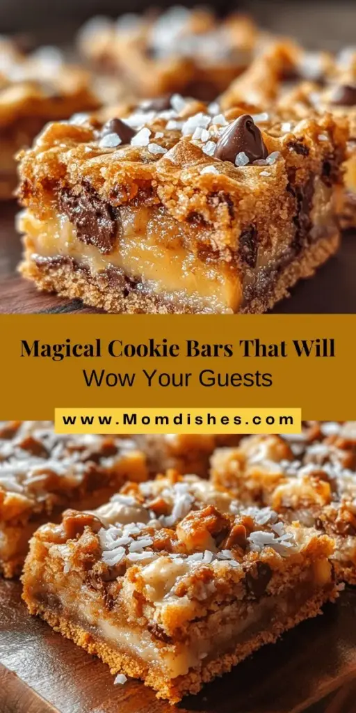 Indulge in the enchanting world of Magic Cookie Bars! These delightful treats combine rich chocolate, creamy layers, and crunchy toppings, perfect for any gathering or celebration. Their nostalgic flavors and beautiful presentation will mesmerize everyone. Easy to make and customizable for any dietary preference, these bars promise to be a hit! Bake your way to joy and share the magic! #MagicCookieBars #DessertRecipes #BakingJoy #Sweets #FamilyGatherings #DeliciousTreats