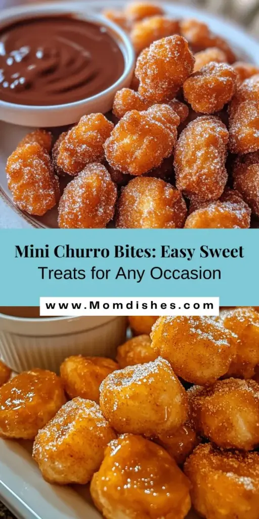 Indulge in the delightful world of sweet mini churro bites! These bite-sized treats are perfect for parties or cozy nights in, bringing the joy of classic churros in a shareable format. With a crispy exterior and soft, fluffy interior, they're easy to make and even easier to enjoy. Dip them in your favorite sauces for a fun twist. Perfect for gatherings or a sweet afternoon snack! #ChurroBites #Dessert #Baking #SweetTreats #Foodie #PartySnacks #HomemadeDeliciousness