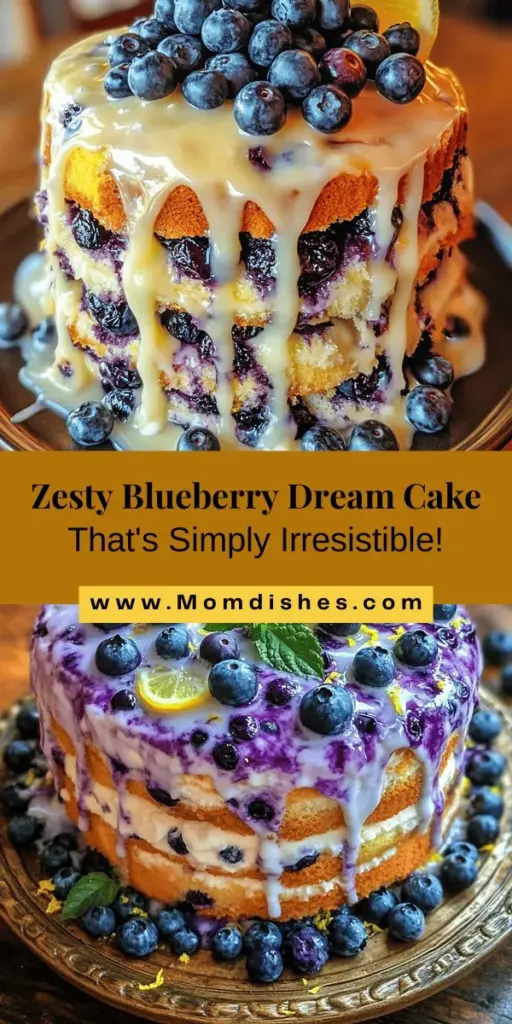 Indulge in a slice of paradise with the Zesty Blueberry Dream Cake! This cake perfectly balances the sweetness of fresh blueberries and the refreshing zing of lemon. Ideal for any occasion, this delightful recipe guides you through selecting quality ingredients, baking tips, and creating a luscious glaze. Elevate your dessert game and impress your guests with this stunning blend of flavors. Try it today! #BlueberryCake #Dessert #Baking #Homemade #CakeRecipe #SweetTreats #Foodie