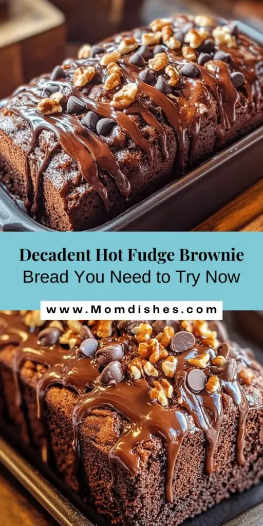 Indulge in the ultimate chocolate experience with Decadent Hot Fudge Brownie Bread! This delightful recipe combines the best of brownies and bread, creating a rich, fudgy texture that's perfect for any occasion. With a gooey brownie interior and hints of hot fudge, every slice is pure bliss. Perfect for gatherings or a cozy night in, it will evoke sweet memories and warm aromas in your kitchen. Discover this must-try treat today! #BrownieBread #ChocolateLovers #DessertGoals #BakingJoy #HomemadeTreats #IndulgentDesserts