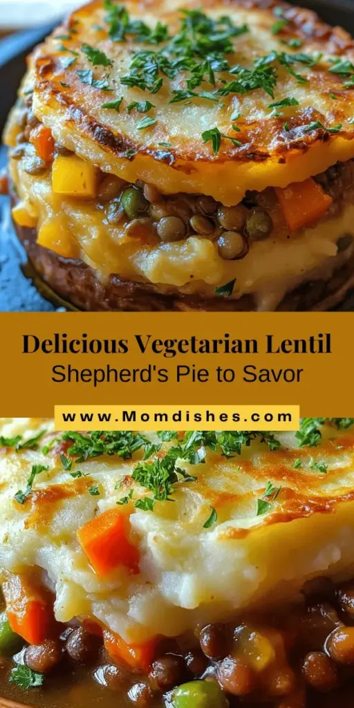 Discover a delicious twist on a classic comfort food with this Hearty Vegetarian Lentil Shepherd's Pie recipe! Packed with nutritious lentils, vibrant vegetables, and a creamy mashed potato topping, this dish is perfect for family dinners and meal prep. Enjoy the robust flavors and health benefits of plant-based eating while delighting even the most devoted carnivores. Try it today and savor the taste of wholesome goodness! #VegetarianRecipes #LentilShepherdsPie #ComfortFood #HealthyEating #PlantBased #MeatlessMeals