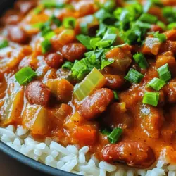 Red beans and rice hold a special place in Southern cuisine, deeply rooted in the cultural tapestry of the region. This classic dish, often associated with Louisiana Creole cooking, emerged from the traditions of African American communities, where it became a staple due to its simplicity, flavor, and nourishing qualities. Originally prepared on Mondays, when many households had leftover meats from the weekend, red beans and rice evolved into a beloved comfort food that embodies warmth and community. The combination of creamy, hearty beans and fluffy rice makes it an ideal meal for family gatherings or a cozy weeknight dinner.