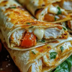 When it comes to satisfying meals that are both easy to prepare and full of flavor, Cheesy Garlic Chicken Wraps truly shine. This delightful dish combines tender chicken, creamy cheese, and aromatic garlic, all wrapped up in a convenient tortilla. Perfect for any time of day, whether you are looking for a quick lunch, a hearty dinner, or a fun finger food for your next gathering, these wraps are sure to become a favorite in your household. The beauty of Cheesy Garlic Chicken Wraps lies not only in their taste but also in their versatility; you can easily customize the ingredients to suit your preferences or dietary requirements.