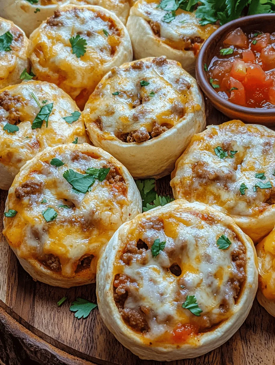 Cheesy Taco Pinwheels are a delicious and visually appealing appetizer that brings together the bold flavors of tacos with the creamy richness of cheese, all wrapped in a convenient tortilla. These bite-sized morsels are perfect for gatherings, parties, or even a casual family dinner. The appeal of Cheesy Taco Pinwheels lies not only in their flavor but also in their versatility and ease of preparation, making them a go-to recipe for both novice and experienced cooks.