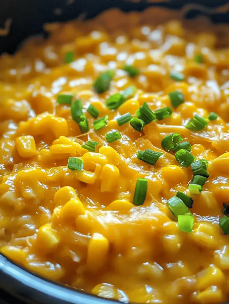 Welcome to a culinary experience that is as comforting as it is delicious: the Slow Cooker Cheddar Corn Delight. This creamy, savory dish has gained a reputation as a must-try side dish for family dinners, potlucks, and holiday gatherings. Its rich flavor profile, accentuated by the sharpness of cheddar cheese and the sweetness of corn, makes it a crowd-pleaser that is sure to impress. Whether served alongside grilled meats, roasted vegetables, or as part of a hearty buffet, this dish effortlessly complements a variety of main courses.