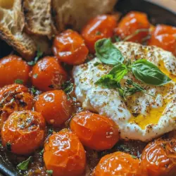 Tomato Garlic Confit with Burrata is a dish that encapsulates the essence of Mediterranean cuisine—a perfect blend of simplicity, flavor, and freshness. This delightful creation showcases the sweet and tangy nature of roasted cherry tomatoes combined with the rich and creamy texture of burrata cheese. Whether enjoyed as a starter, a side dish, or a topping for crusty bread, this confit elevates any dining experience with its vibrant colors and enticing aroma.