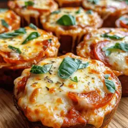 Delve into the delightful world of comfort food with our delicious bite-sized deep dish pizza cupcakes. Imagine the classic flavors of your favorite pizza fused into a fun and portable cupcake form. These treats not only deliver the savory satisfaction of pizza but also offer the convenience of being bite-sized, making them the perfect solution for any occasion—from lively parties and game nights to cozy family dinners. With their unique presentation and customizable toppings, these pizza cupcakes are sure to impress your guests and family alike.