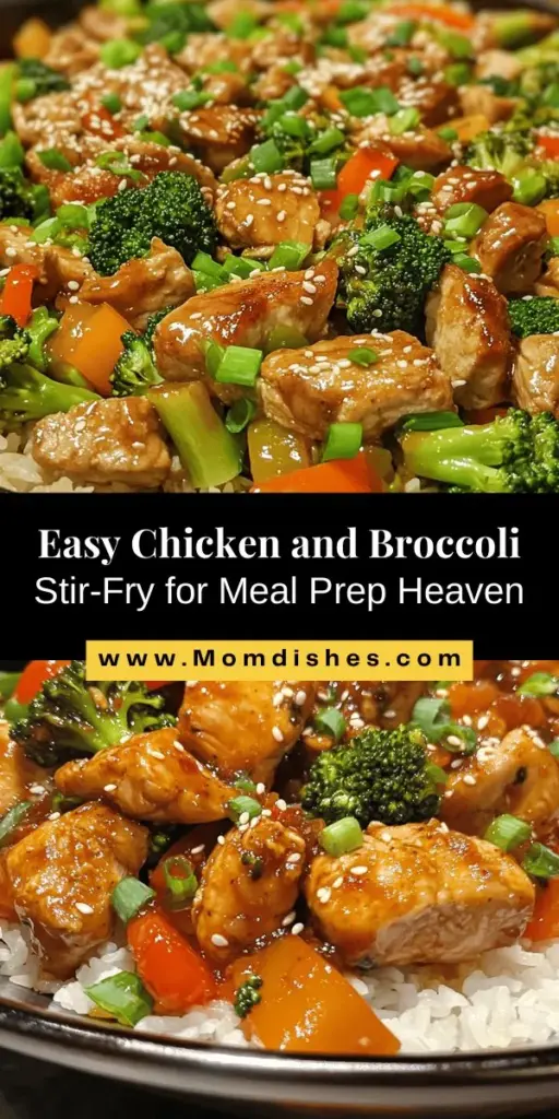 Discover the ultimate Chicken and Broccoli Stir-Fry meal prep recipe that caters to your busy lifestyle! This wholesome dish combines lean protein and vibrant vegetables for a nutritious, flavorful meal ready in minutes. Perfect for lunch or dinner, it’s easy to customize and packed with health benefits. Say goodbye to takeout and hello to delicious homemade meals! Start your meal prep journey today! #MealPrep #HealthyEating #StirFry #Chicken #Broccoli #EasyRecipes #BusyLife