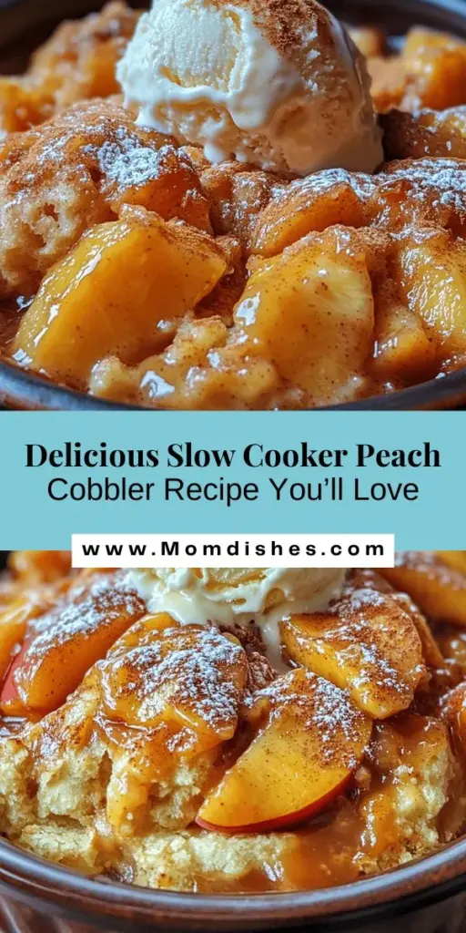 Indulge in the nostalgia of summer with this heavenly slow cooker peach cobbler recipe. Combining juicy peaches with a soft, cake-like topping, this dessert is perfect for any occasion. The slow cooking method ensures each bite is moist and bursting with flavor. Whether you choose fresh or canned peaches, the blend of sugar, cinnamon, and lemon juice elevates the taste. Serve warm with whipped cream or ice cream for a delightful treat that will evoke sweet memories with every bite.