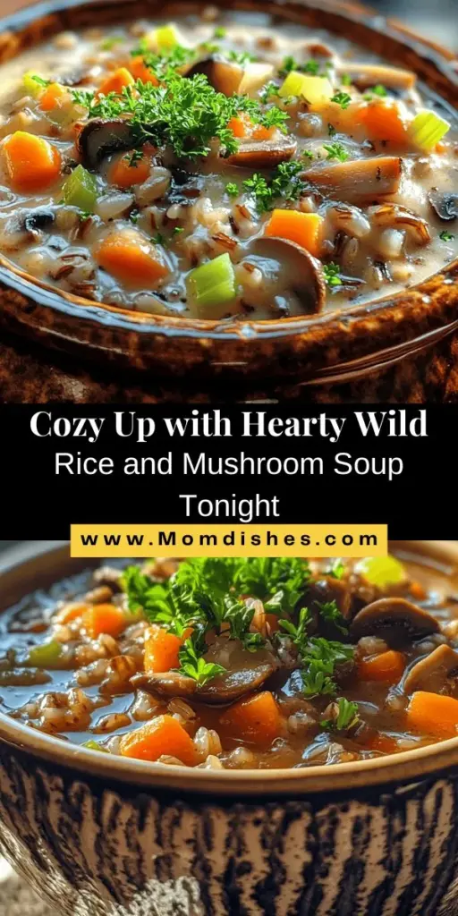 Warm up your day with a comforting bowl of Hearty Wild Rice and Mushroom Soup. Packed with the rich flavors of wild rice and nutrient-rich mushrooms, this easy-to-make recipe offers the perfect blend of health benefits and deliciousness. Ideal for lunch or dinner, it's a nourishing meal for any occasion. Discover the origins of wild rice, the health perks of mushrooms, and step-by-step tips to create this delightful dish. #WildRiceSoup #MushroomSoup #ComfortFood #HealthyRecipes #SoupSeason #CozyMeals