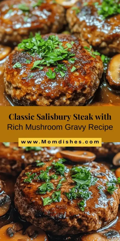 Experience the warmth of a classic comfort dish with Salisbury steak smothered in rich mushroom gravy. This easy-to-follow recipe combines flavorful beef patties, sautéed onions, and a blend of seasonings to create a hearty meal perfect for weeknight dinners or family gatherings. Discover the history behind this beloved dish and learn how to make it with high-quality ingredients that enhance every bite. Perfectly seared and coated in creamy gravy, this Salisbury steak is sure to become a family favorite. Enjoy the steps to craft this nostalgic meal today!