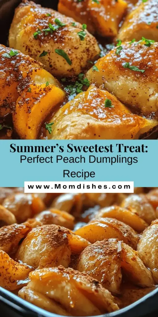 Discover the joy of summer with perfect peach dumplings, a delightful dessert that blends tender, juicy peaches with soft, flaky dough. This easy-to-follow recipe captures the essence of the season and evokes nostalgia with every bite. Each dumpling is filled with sweet peaches and coated in a warm cinnamon syrup, making it the ideal treat for family gatherings or cozy nights at home. Share the fun of baking and enjoy this timeless comfort food with loved ones.