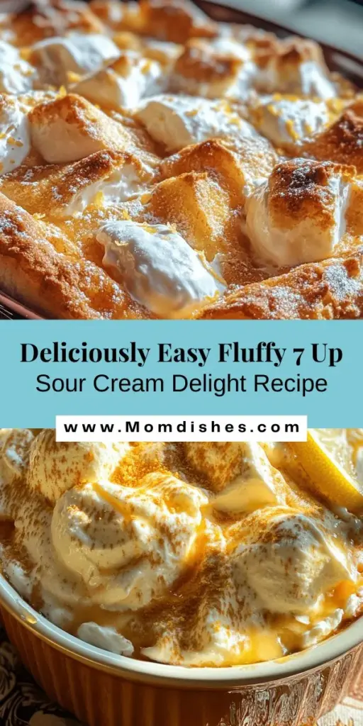 Looking for an easy yet delicious dessert? Try this Fluffy 7 Up Sour Cream Delight! Combining the tanginess of sour cream, the carbonation of lemon-lime soda, and the convenience of Bisquick, this dessert boasts a light and airy texture everyone will love. Perfect for any occasion, it’s simple to make and sure to impress! Elevate your baking with this refreshing treat today. #DessertRecipes #Baking #FluffyCake #EasyDesserts #7UpDelight #SourCreamDessert #YummyTreats