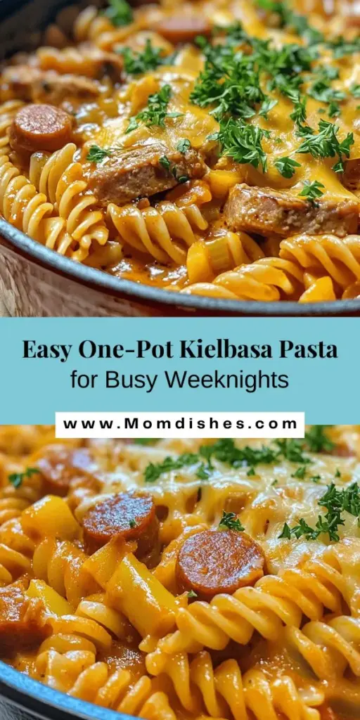 Looking for a quick, delicious dinner idea? Try this One-Pot Kielbasa Pasta! Packed with smoky kielbasa, fresh veggies, and aromatic herbs, this hassle-free recipe is perfect for busy weeknights. Just one pot means easy cleanup, and it's ready in under 30 minutes! Elevate your weekday meals with this hearty dish that your family will love. Don't forget to save this recipe for your next meals! #OnePotPasta #Kielbasa #EasyDinner #Recipe #ComfortFood #MealPrep #FamilyDinner