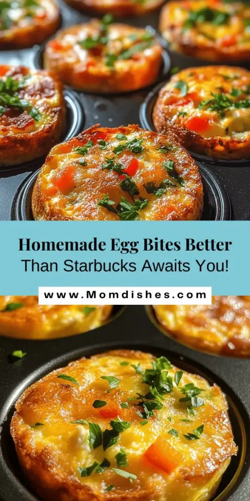 Discover the ultimate breakfast boost with this Better Than Starbucks Egg Bites recipe! Perfect for meal prep, these protein-packed bites are easy to make and customizable to fit your taste. Using simple ingredients like eggs, cheese, and vegetables, you can create a nutritious, delicious breakfast that fuels your busy mornings. Say goodbye to pricey café versions and hello to homemade satisfaction! Enjoy a hearty meal anytime, all week long.