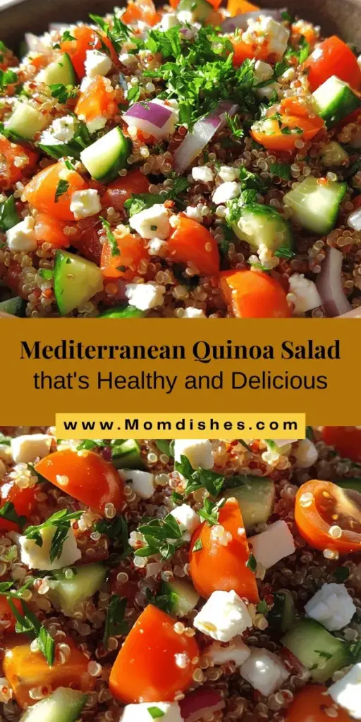 Discover the vibrant flavors of Mediterranean Quinoa Salad, a nutritious dish that perfectly embodies the Mediterranean lifestyle. This salad combines protein-packed quinoa with fresh vegetables, tangy feta cheese, and Kalamata olives, creating a deliciously wholesome meal. Packed with essential nutrients and heart-healthy ingredients like olive oil and fresh herbs, it's perfect for any occasion, whether as a light lunch or a colorful side dish at gatherings. Enjoy this delightful and healthy recipe while embracing the benefits of a Mediterranean diet!