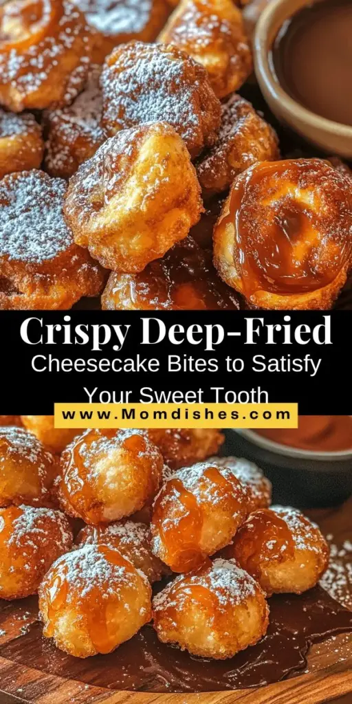 Treat yourself to a delightful dessert experience with Crispy Deep-Fried Cheesecake Bites. This irresistible recipe transforms classic cheesecake into bite-sized delights, with a creamy filling encased in a golden, crunchy wrapper. Perfect for gatherings or a sweet night in, these bites balance rich flavors and enticing textures. Easy to prepare and even easier to enjoy, follow our step-by-step guide to impress your guests and satisfy your cravings. Indulge in this decadent treat today!