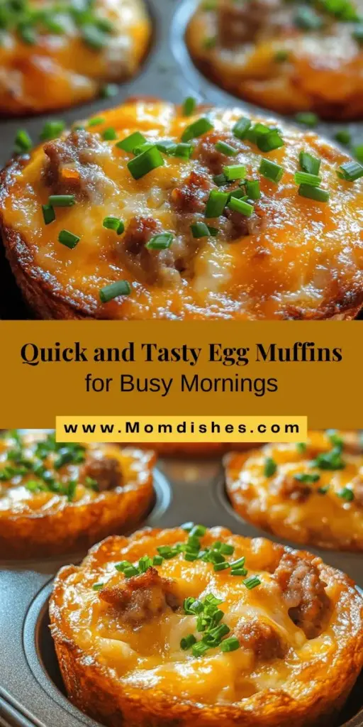 Start your mornings off right with these delicious egg muffins featuring sausage, cheddar, and onion. Perfectly portable and packed with protein, they make an ideal breakfast option for busy days. With simple preparation and versatile ingredients, you can customize them to fit your taste or dietary preferences. Meal prep a batch for a nutritious week ahead, ensuring you have a quick, satisfying meal ready to fuel your busy mornings!