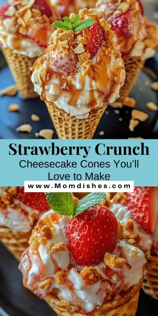 Indulge in a fun and delicious treat with Strawberry Crunch Cheesecake Cones! This delightful dessert blends creamy cheesecake, fresh strawberries, and a satisfying crunch, all served up in a playful cone. Perfect for summer gatherings, birthday celebrations, or a sweet snack at home, these cones are visually stunning and customizable. Explore various flavors and toppings to make them your own while enjoying a refreshing taste that everyone will love.