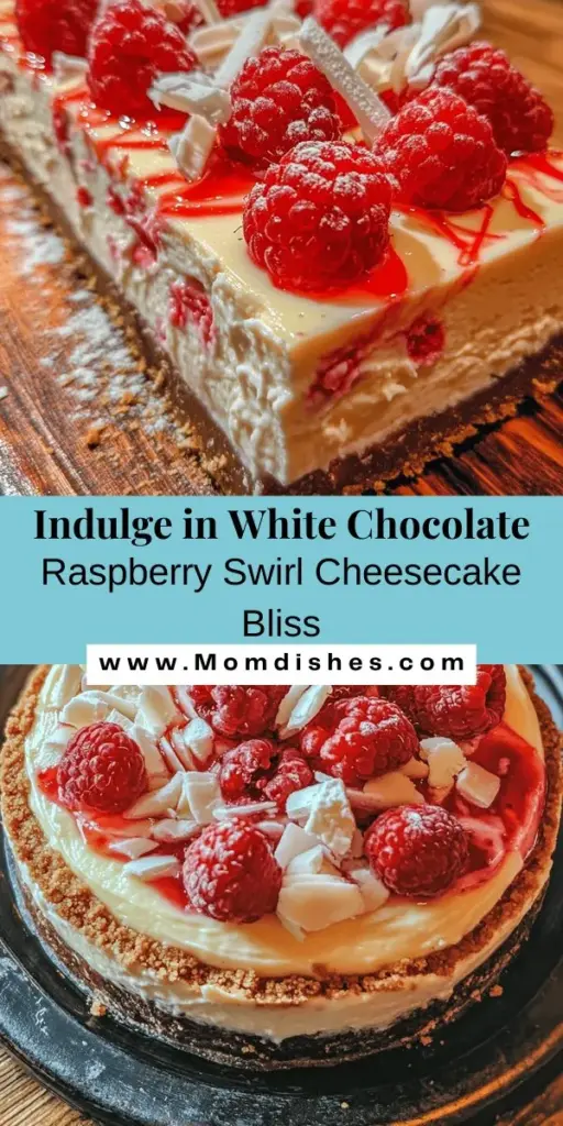 Treat yourself to a white chocolate raspberry swirl cheesecake that beautifully marries creamy sweetness with a refreshing raspberry tartness. Perfect for any occasion, this visually stunning dessert features a luscious cream cheese filling, rich white chocolate, and a vibrant raspberry swirl. With its easy-to-follow recipe, you can craft this indulgent treat and impress your guests with both its delightful flavor and elegant presentation. Get ready to savor each creamy bite!