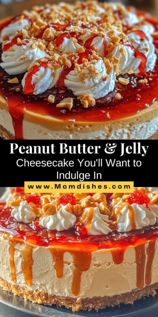 Satisfy your sweet cravings with this rich and creamy Peanut Butter & Jelly Cheesecake recipe! Combining the nostalgic flavors of peanut butter and jelly in a decadent dessert, this cheesecake features a crumbly graham cracker crust, a luscious peanut butter filling, and a vibrant jelly topping, making it perfect for any occasion. Impress your guests or simply indulge yourself with this delightful treat that balances childhood memories with a modern twist.