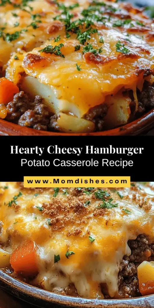 Discover the ultimate comfort dish with this Cheesy Hamburger Potato Casserole! Perfect for family gatherings or busy weeknights, this hearty meal features savory ground beef, creamy cheese, and tender potatoes. It's incredibly easy to prepare and can be customized with your favorite veggies and cheese options. Enjoy the nostalgic flavors and warm aromas that make casseroles a beloved staple in kitchens everywhere. Bring everyone together with this satisfying, delicious dish!