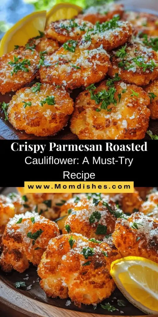 Discover the delightful transformation of cauliflower with this Crispy Parmesan Roasted Cauliflower recipe. Not only is this dish easy to make, but it also features a satisfying crunch with a savory blend of garlic, onion, smoked paprika, and the rich taste of Parmesan cheese. Perfect as a side, snack, or salad topping, this nutritious dish is low in calories and high in flavor. Impress your guests with this delicious, guilt-free treat that balances health and taste!