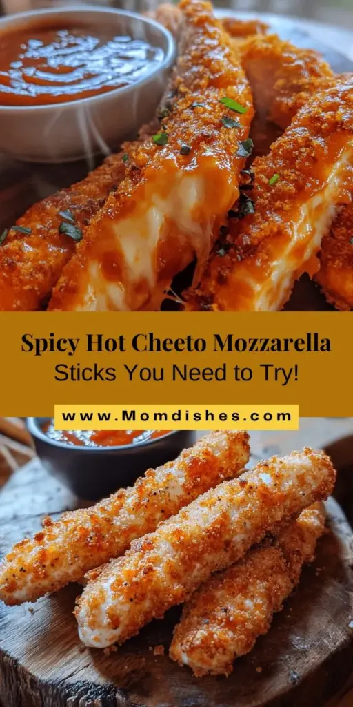 Elevate your snack game with Hot Cheeto Mozzarella Sticks, the perfect blend of gooey cheese and spicy crunch! This innovative twist on the classic appetizer brings together crunchy, fiery Hot Cheetos and rich mozzarella for an irresistible treat. Perfect for parties, game nights, or cozy movie marathons, these sticks are guaranteed to impress. Discover how to make this mouthwatering snack and enjoy the delicious combination of flavors and textures that will keep everyone coming back for more!