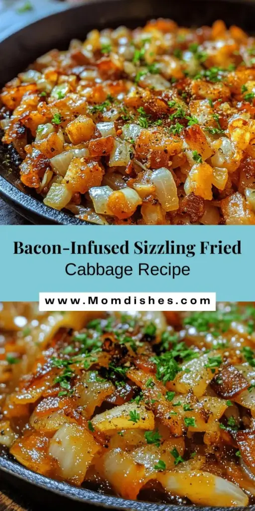 Discover the joy of cooking with our Sizzling Fried Cabbage: A Bacon-Infused Delight recipe! This mouthwatering dish elevates simple cabbage with crispy bacon, making it a flavorful side or main course. Packed with nutrition and easy to prepare, this meal captures the essence of comfort food. Perfect for family dinners or potlucks, it seamlessly pairs with meats, grains, and salads. Try your hand at this delightful recipe and impress your family and friends!