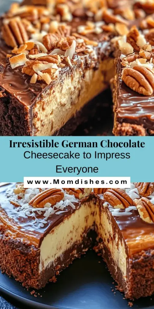 Discover the exquisite flavors of German Chocolate Cheesecake Delight, where the richness of German chocolate cake meets the creamy texture of cheesecake for an unforgettable dessert. Featuring a chocolate graham cracker crust, a rich cream cheese filling infused with melted German chocolate, and a coconut-pecan topping, this recipe is perfect for any celebration or a sweet self-indulgence. Impress your guests with this delicious fusion of textures and flavors that is sure to become a new favorite in your dessert lineup.