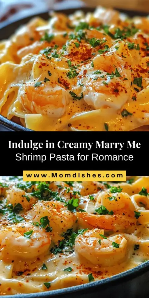 Elevate your romantic dining experience with Creamy Marry Me Shrimp Pasta! This dish combines succulent shrimp, a luscious creamy sauce, and perfectly cooked pasta for a meal that impresses and enchants. Perfect for date nights or special celebrations, it’s not just delicious—it’s an experience meant to create lasting memories. Get ready to indulge in irresistible flavors that could inspire a proposal! #Pasta #Shrimp #RomanticDinner #CookingWithLove #DateNightIdeas