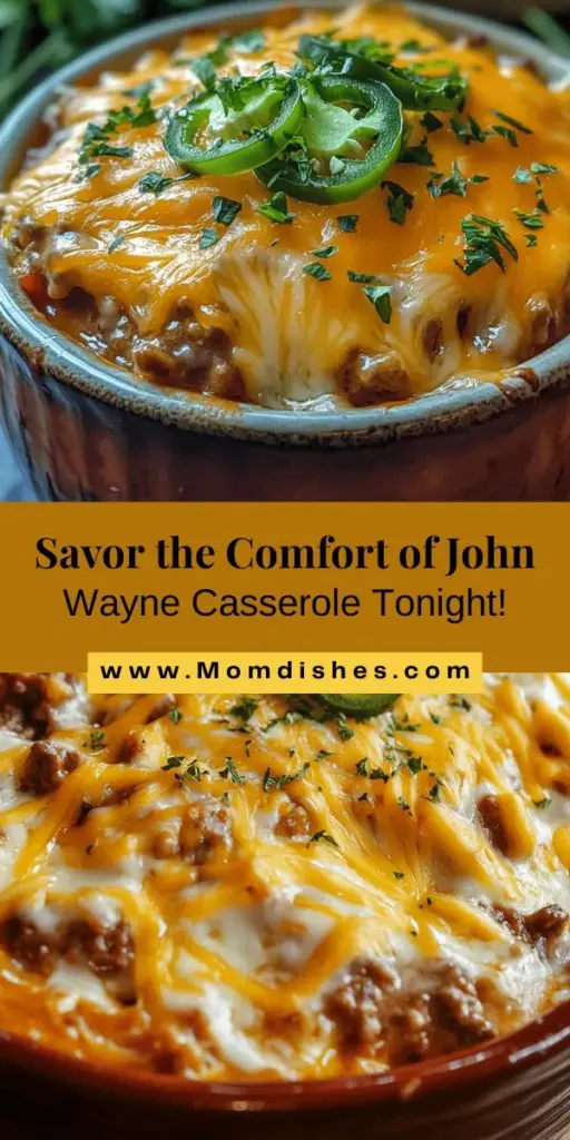 Discover the comforting flavors of the John Wayne Casserole, a hearty Tex-Mex dish that’s perfect for family gatherings or weeknight dinners. Layers of seasoned ground beef, creamy soups, tortilla strips, and lots of cheese create a delightful meal that warms the heart. Get ready to impress your loved ones with this easy-to-make casserole that combines nostalgia with robust flavors. Try it tonight! #JohnWayneCasserole #ComfortFood #TexMex #CasseroleRecipes #FamilyDinners #EasyRecipes #Foodie