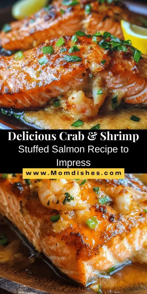 Dive into the exquisite flavors of Seafood Symphony: Crab & Shrimp Stuffed Salmon! This stunning dish combines succulent crab and tender shrimp nestled in rich salmon fillets, creating a festive culinary experience. Perfect for dinner parties or family meals, it's a delicious way to embrace seafood's versatility. Elevate your cooking with this elegant recipe and impress your guests! #SeafoodRecipes #StuffedSalmon #CulinaryDelight #Foodie #HomeCooking #HealthyEating #DinnerInspiration