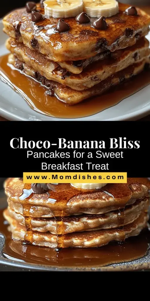 Start your morning with a delightful twist on traditional pancakes! Choco-Banana Bliss Pancakes combine the natural sweetness of ripe bananas with rich chocolate chips, creating a fluffy and indulgent breakfast treat. This easy recipe uses simple pantry staples, making it quick to prepare. Whether topped with syrup, whipped cream, or fresh fruit, these pancakes are sure to become a family favorite. Bring joy to your breakfast table and enjoy every delicious bite!