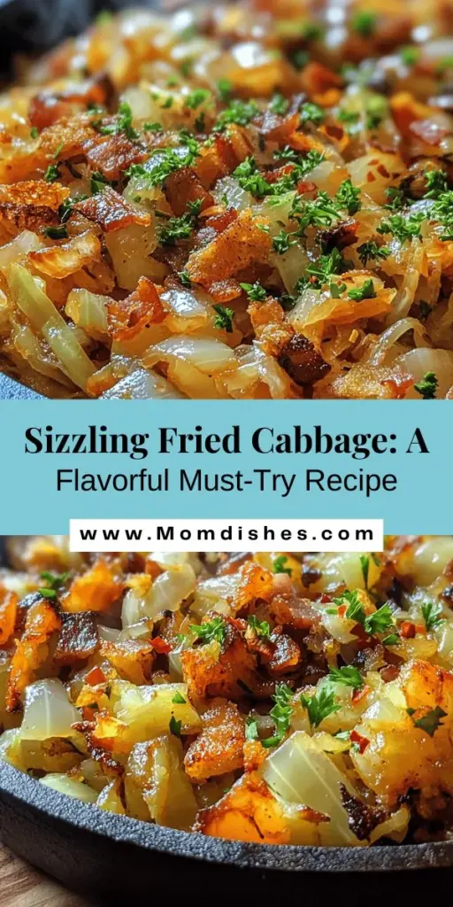 Discover the deliciousness of Sizzling Fried Cabbage Delight, a versatile dish that transforms simple ingredients into a flavorful masterpiece. This recipe combines crispy bacon, tender cabbage, and aromatic spices for a dish that can be enjoyed as a main course or a side. Perfect for family dinners, potlucks, or any occasion, this dish is not only easy to prepare but also packed with nutrients. Try it today and impress your friends and family with your culinary skills!